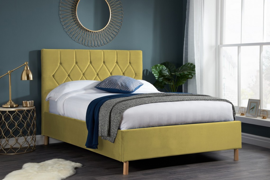 Mustard on sale upholstered bed