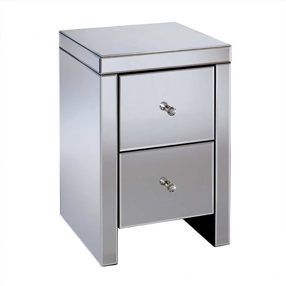 Mirrored bedside on sale table 2 drawer